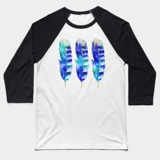 blue watercolor feather Baseball T-Shirt